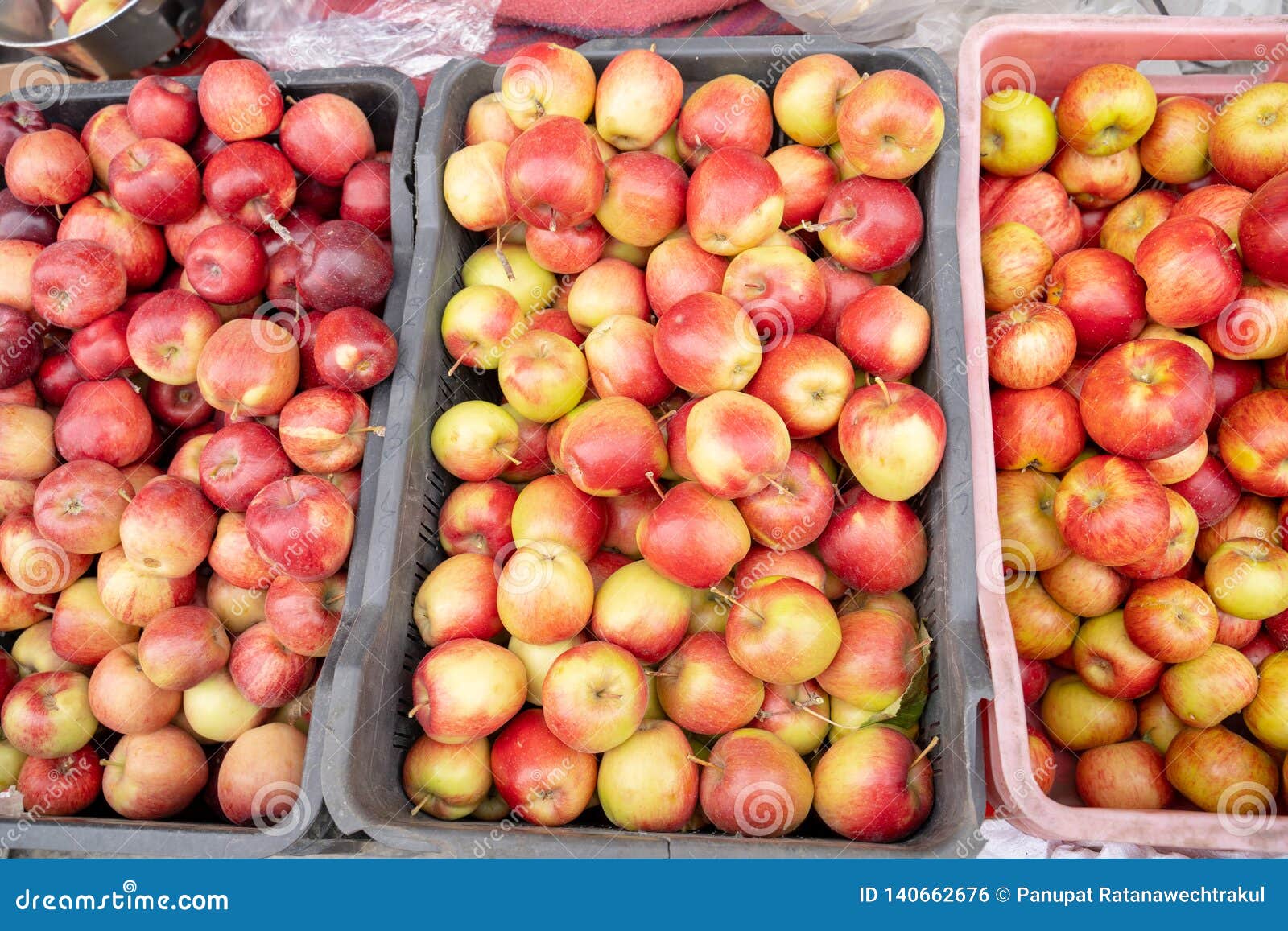 An Red and Fresh Apple Stack in the Food Market Stock Photo Image of
