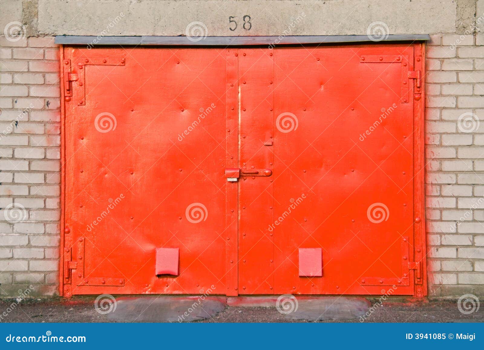 Red garage door stock image. Image of painted, closed 3941085