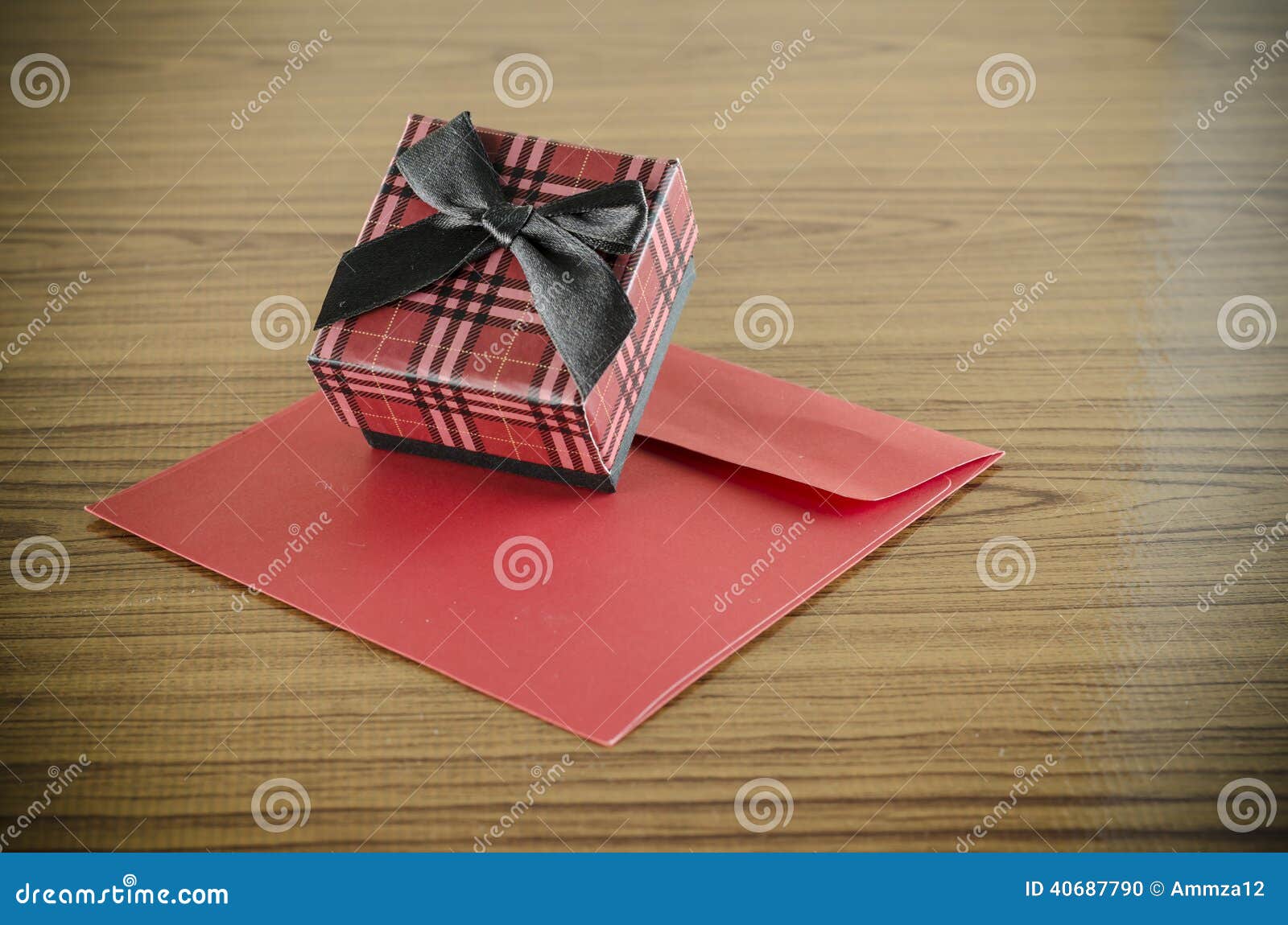 Red gift box and envelope stock photo. Image of birthday 40687790