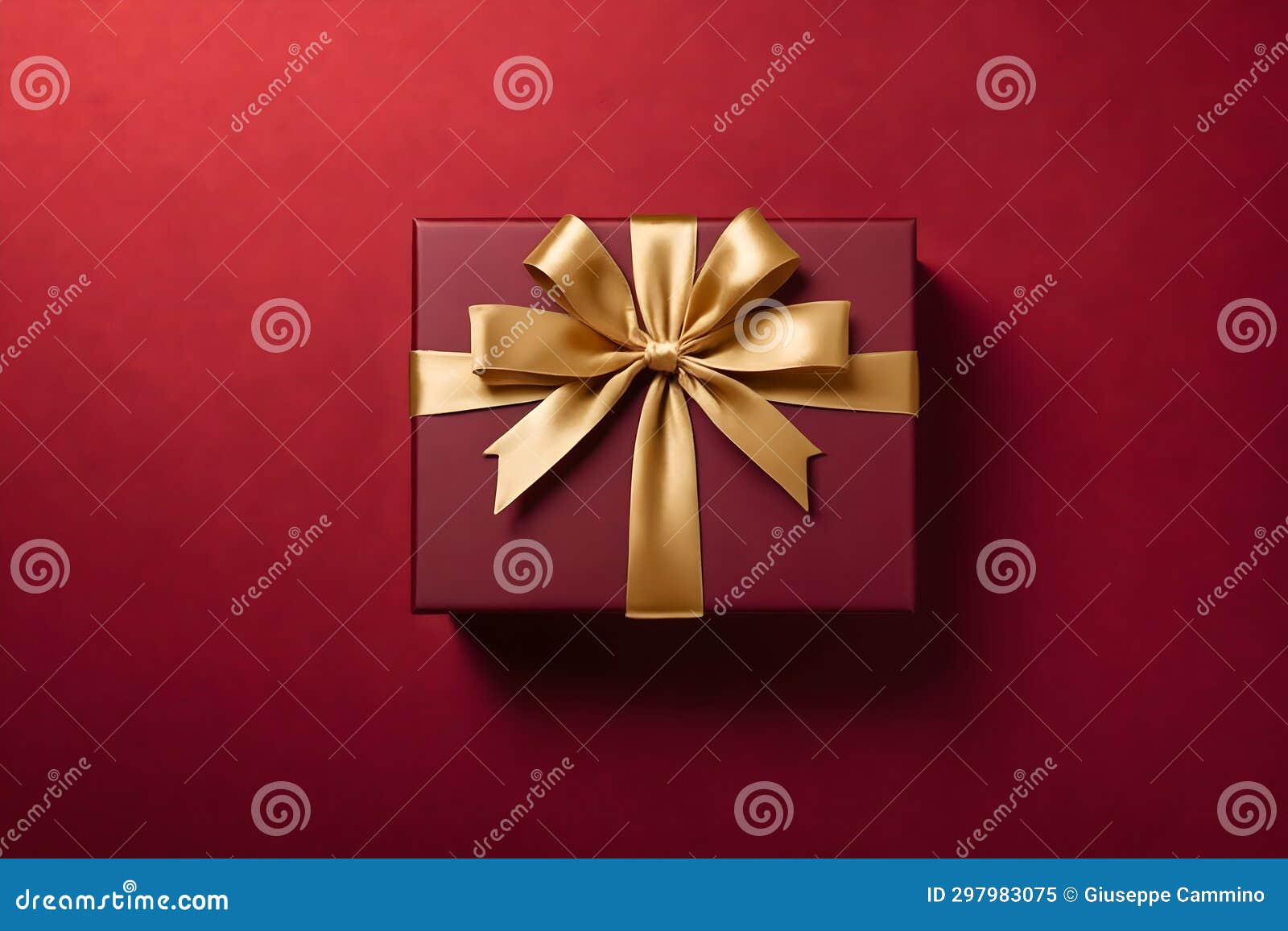Red Gift Box with Gold Satin Ribbon Stock Illustration Illustration