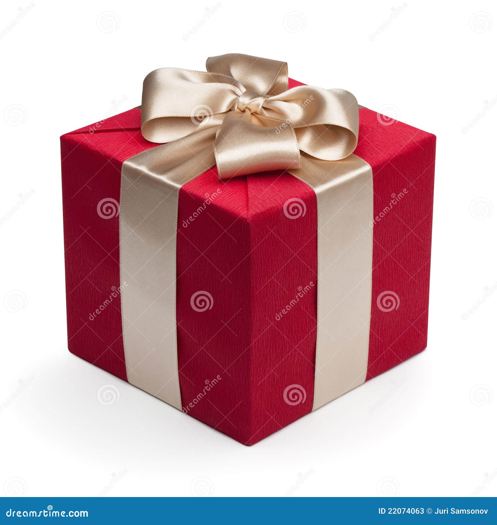 red gift box with golden ribbon.