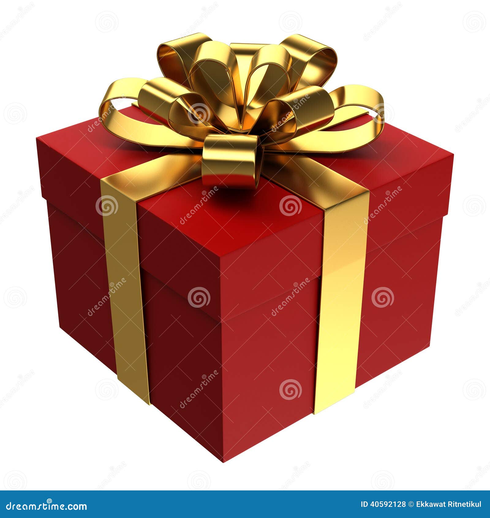 red gift box with golden ribbon, png transparent background