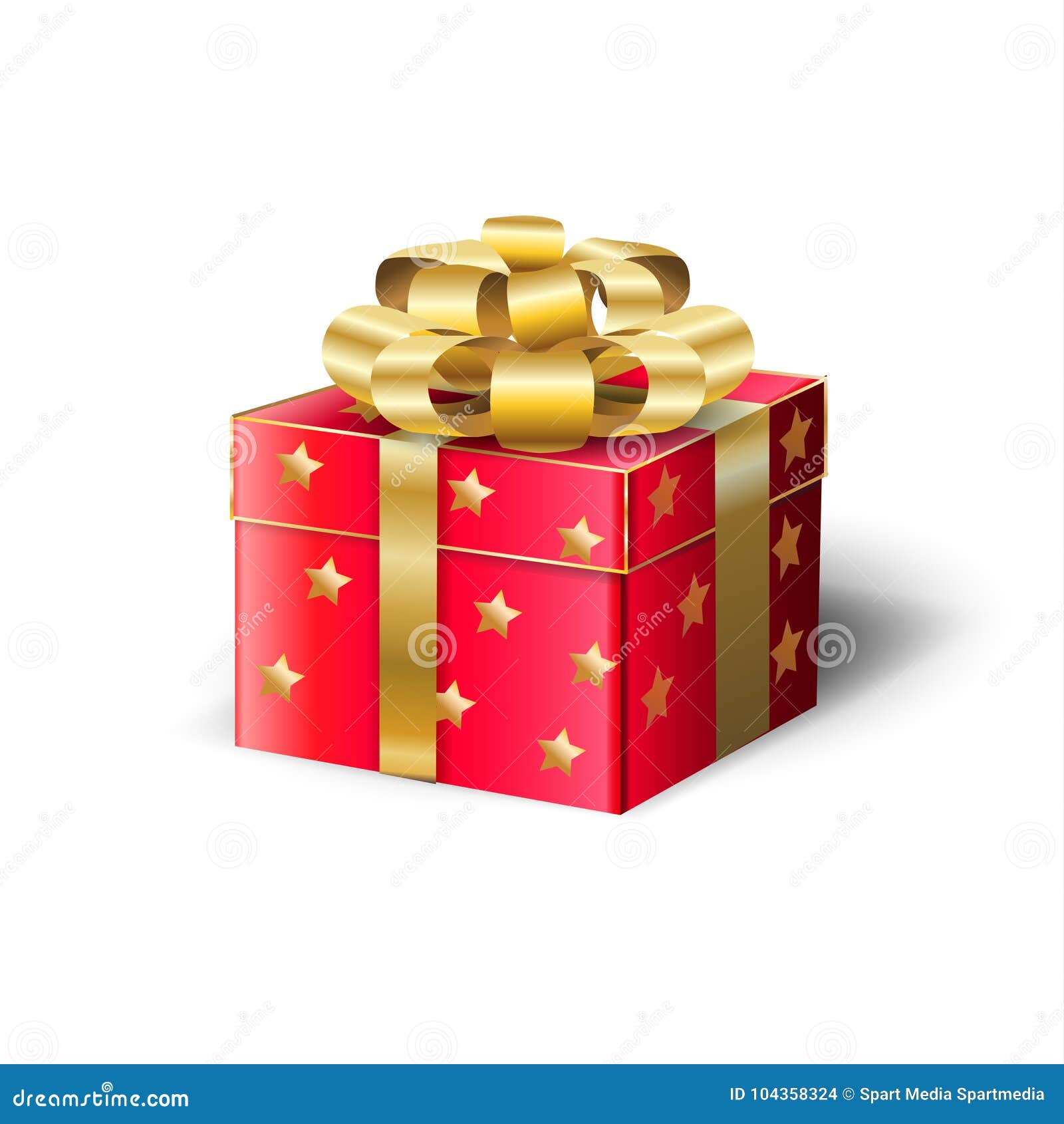 Red Gift Box, Gold Satin Ribbon Christmas Holiday Stock Vector ...