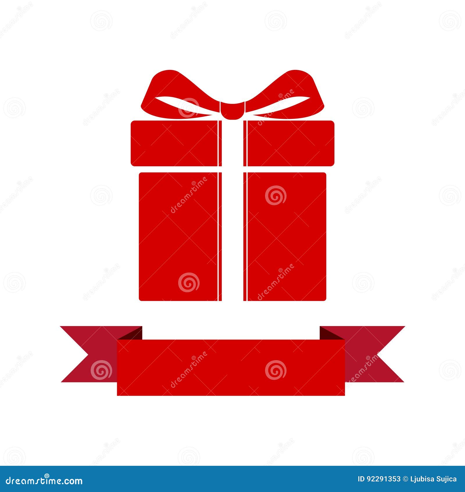 Red Gift Box with Ribbon Icon Stock Vector Illustration of blue