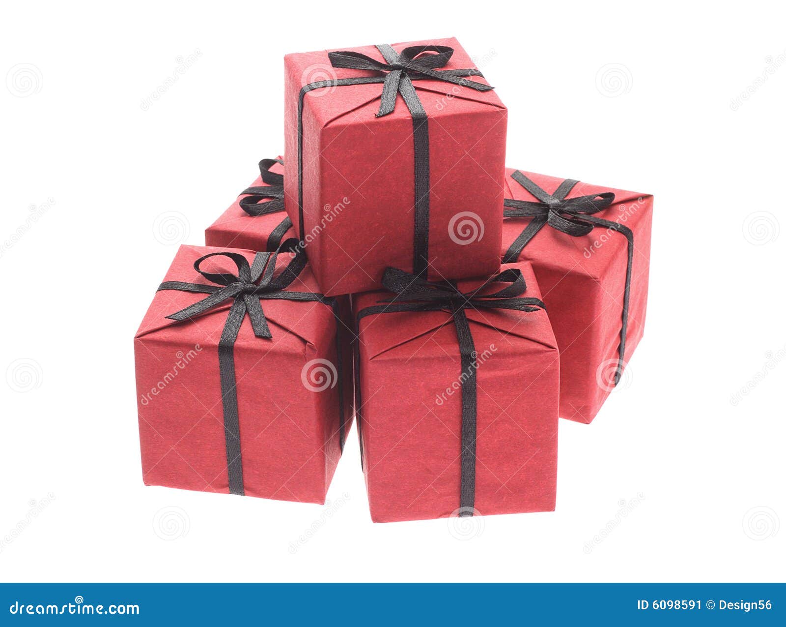 Red Gift Boxes with Black Bow Ribbons Stock Image Image of black