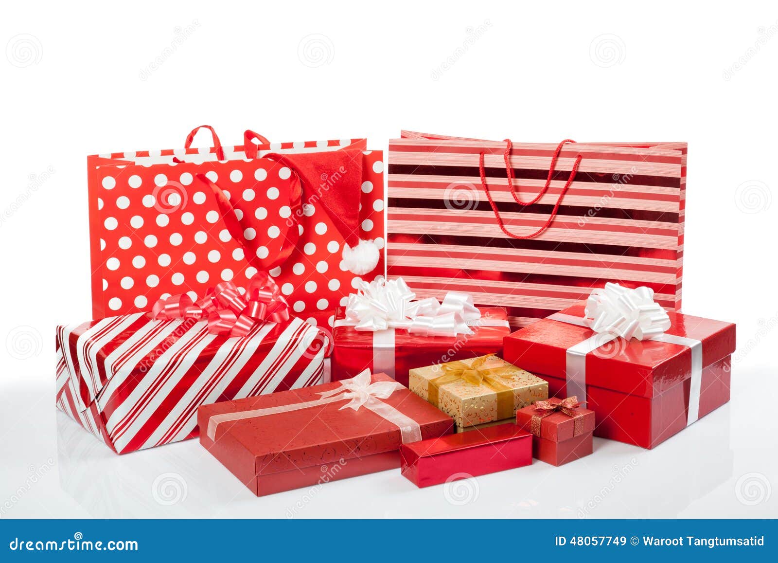 Red Gift Boxes and Shopping Bags Stock Image Image of merry, seasons 48057749