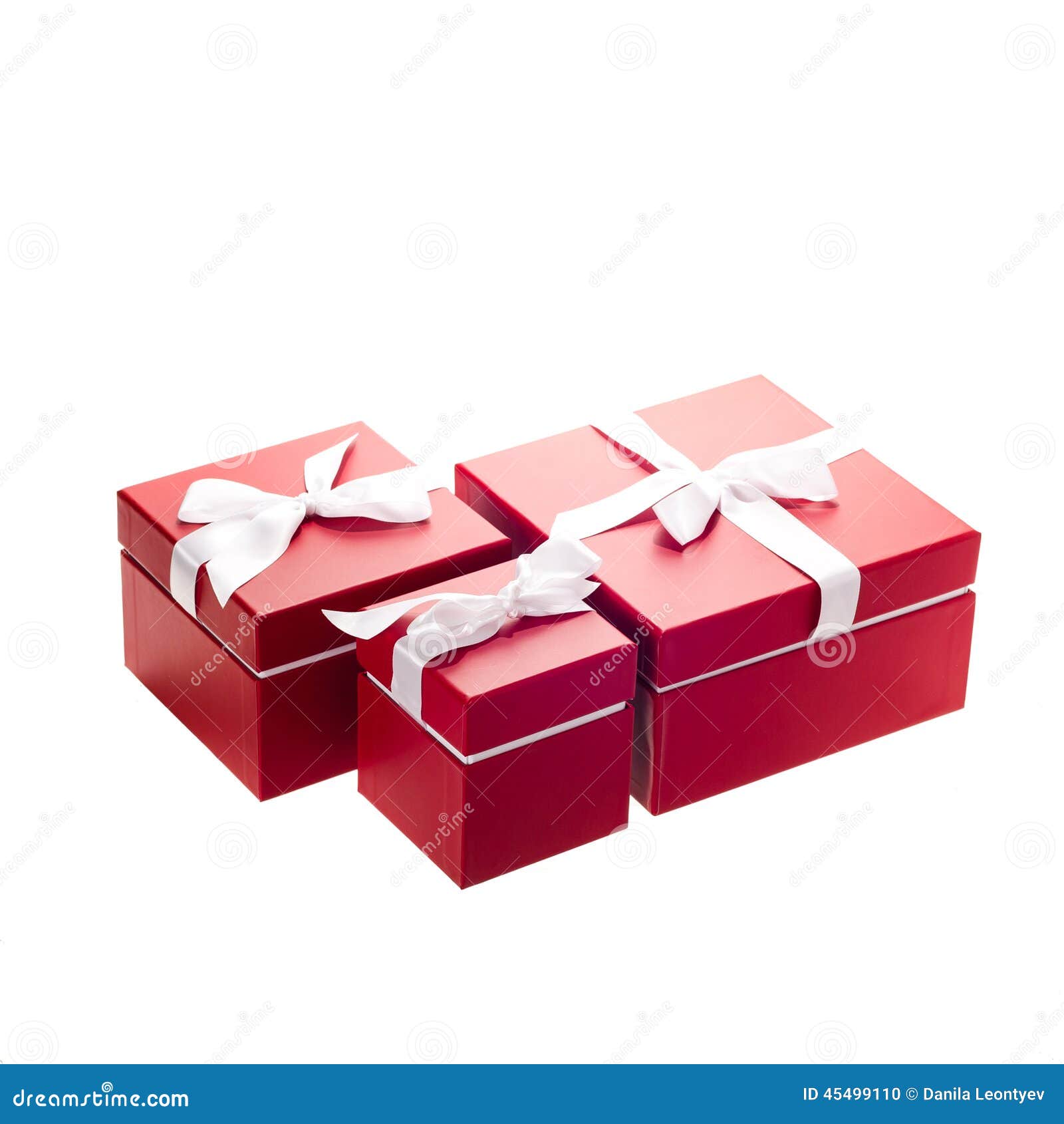 Red gift boxes stock photo. Image of three, isolated 45499110