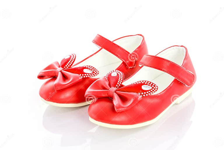 Red girl shoes over white stock photo. Image of clothing - 92572966