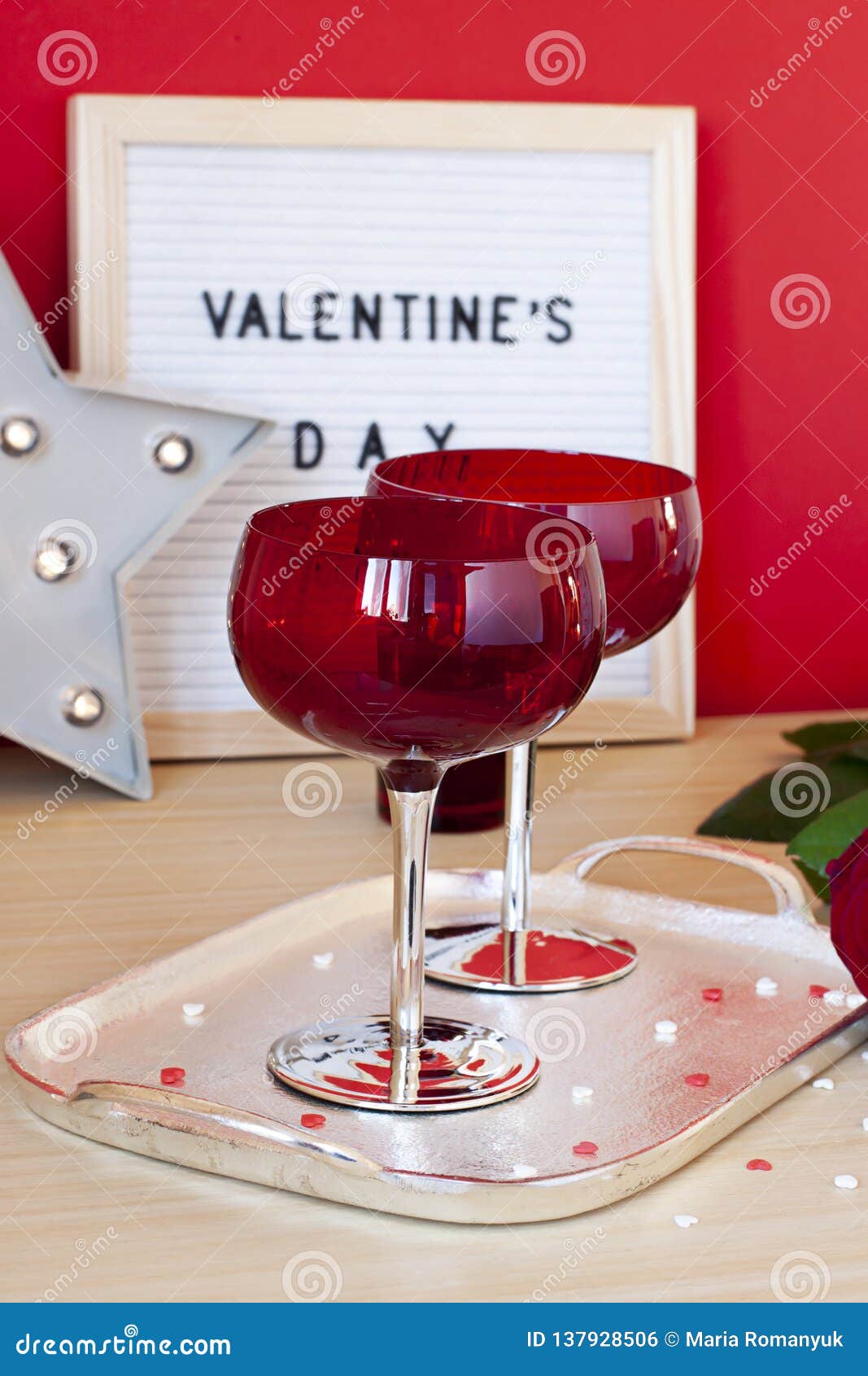 Red Glasses for Cocktail Party. Close Up Valentines Day Stock Photo ...