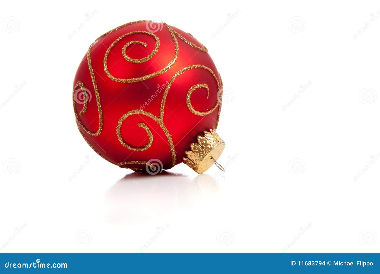 A Red, Glittery Christmas Ornament on White Stock Photo - Image of ...