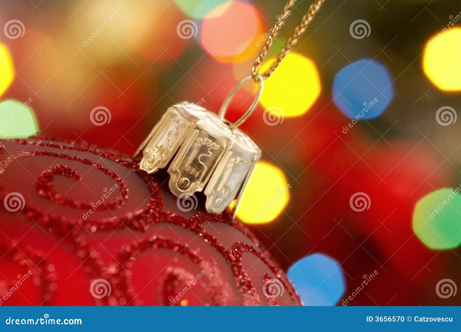 Red Globe and Christmas Lights Stock Photo Image of background