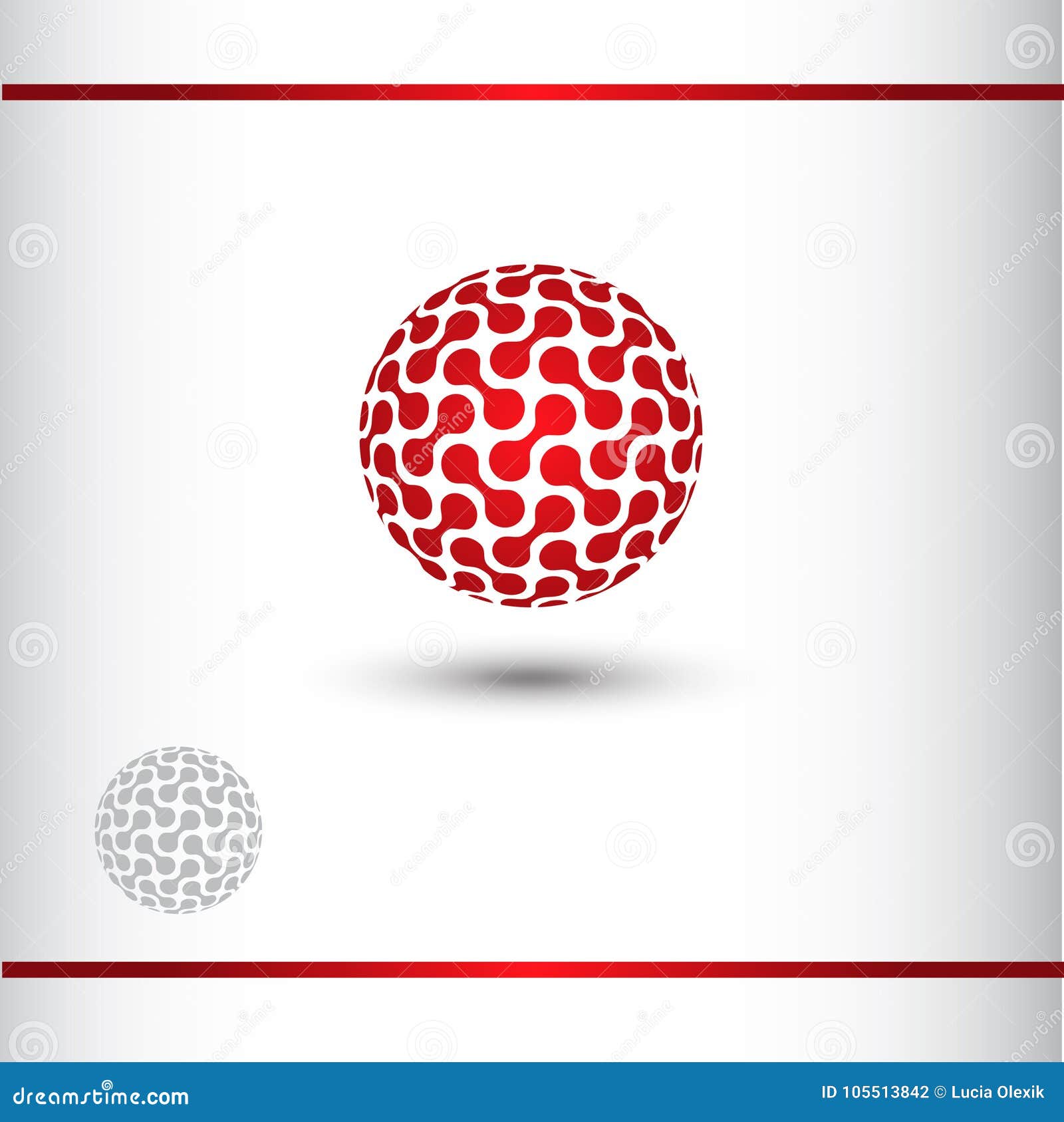Red Globe Technical Logo, 3D Sphere Stock Vector - Illustration of