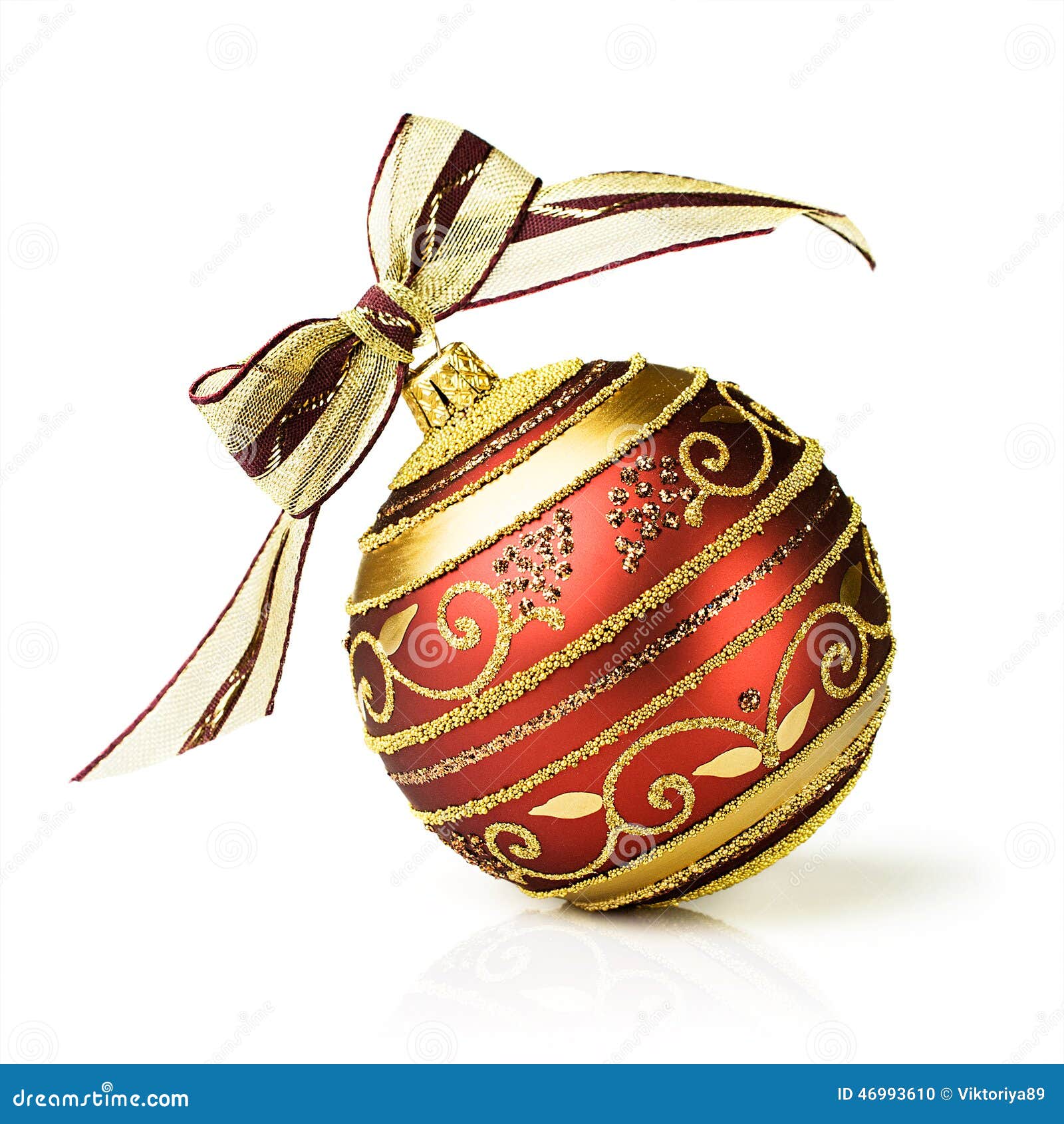 Red and Gold Christmas Ball Stock Photo Image of seasonal, isolated 46993610