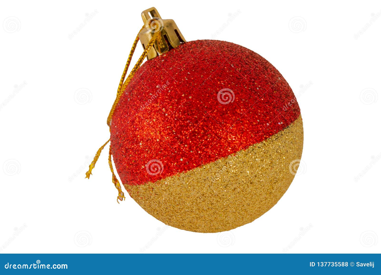 Red With Gold Christmas And New Year Ball Toy Stock Photo - Image of ...
