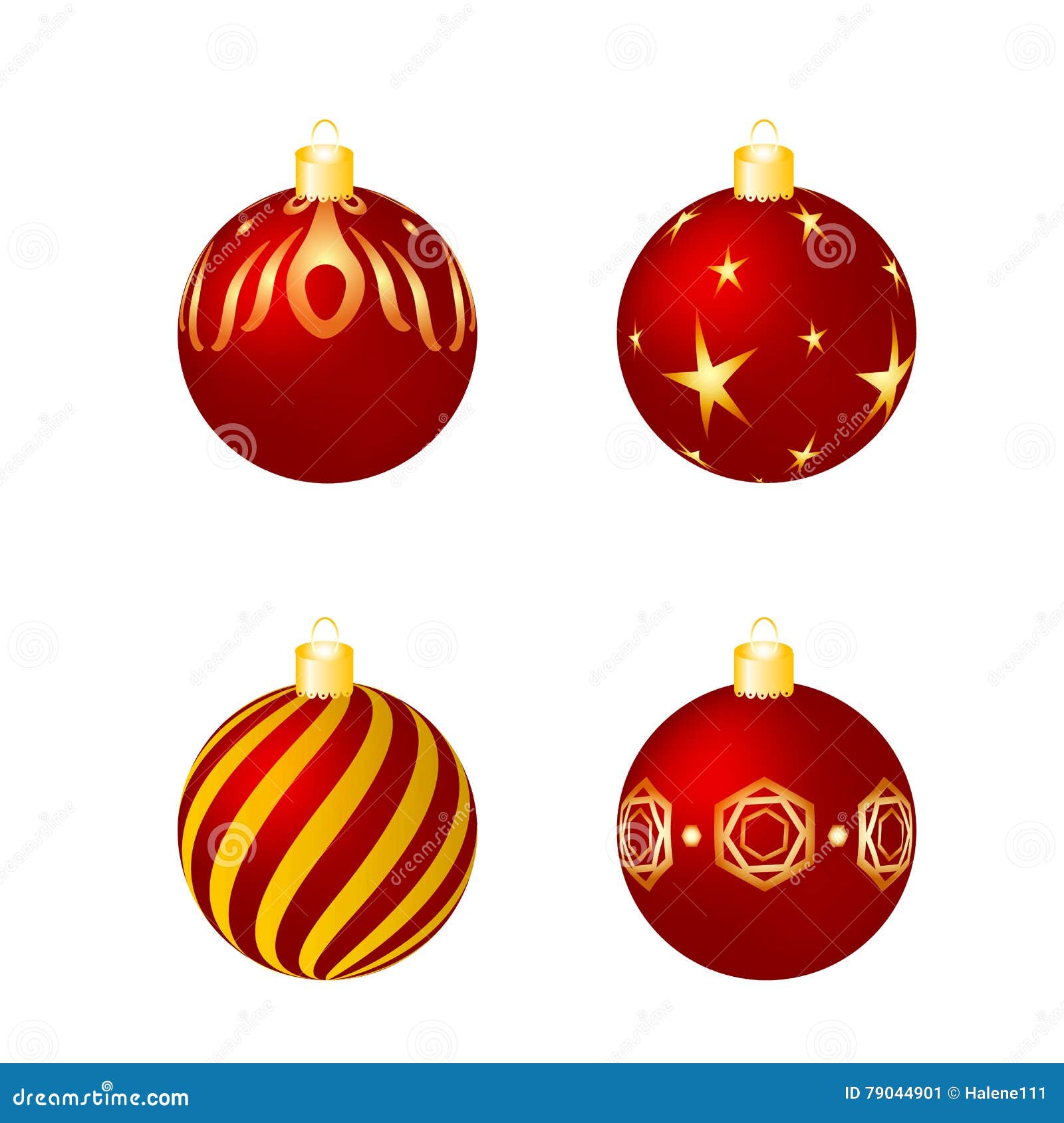Red and Gold Christmas Ornaments Set Stock Illustration Illustration