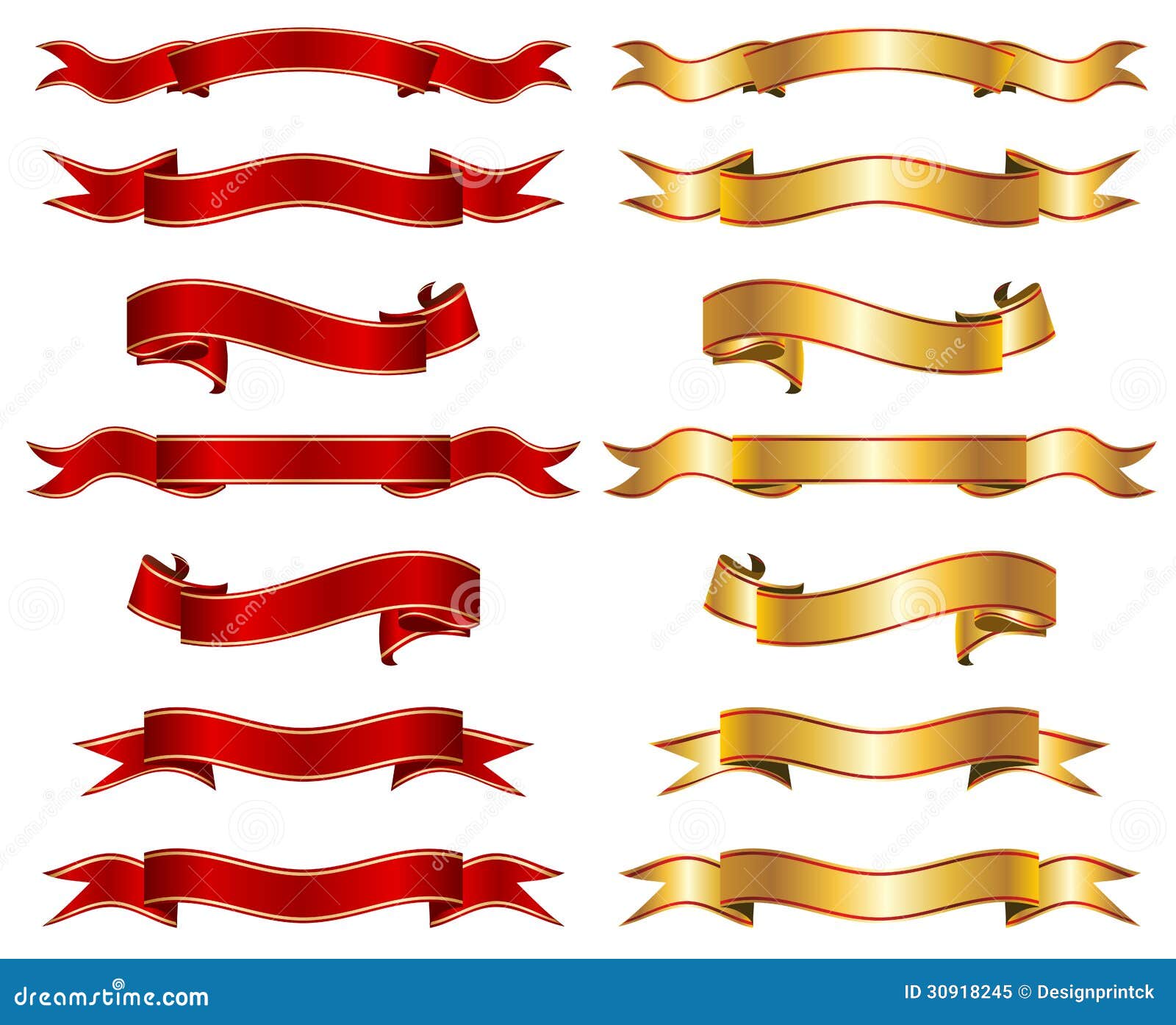 red & gold ribbon banner fancy collection set