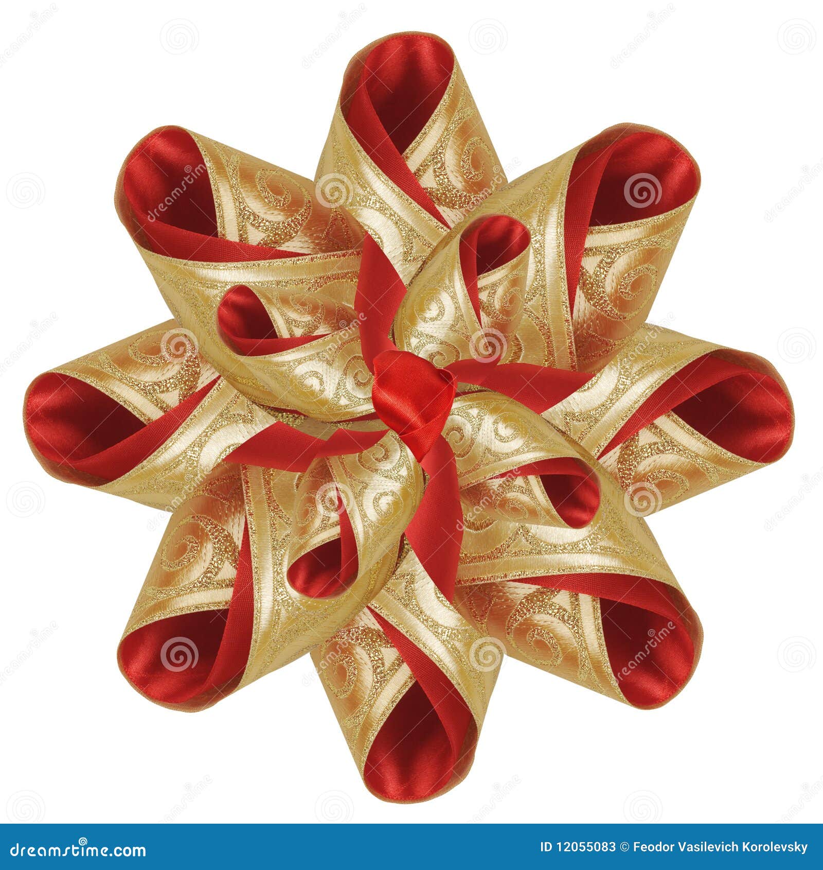 Red And Gold Ribbon And Bow. Stock Image Image of festive, love 12055083