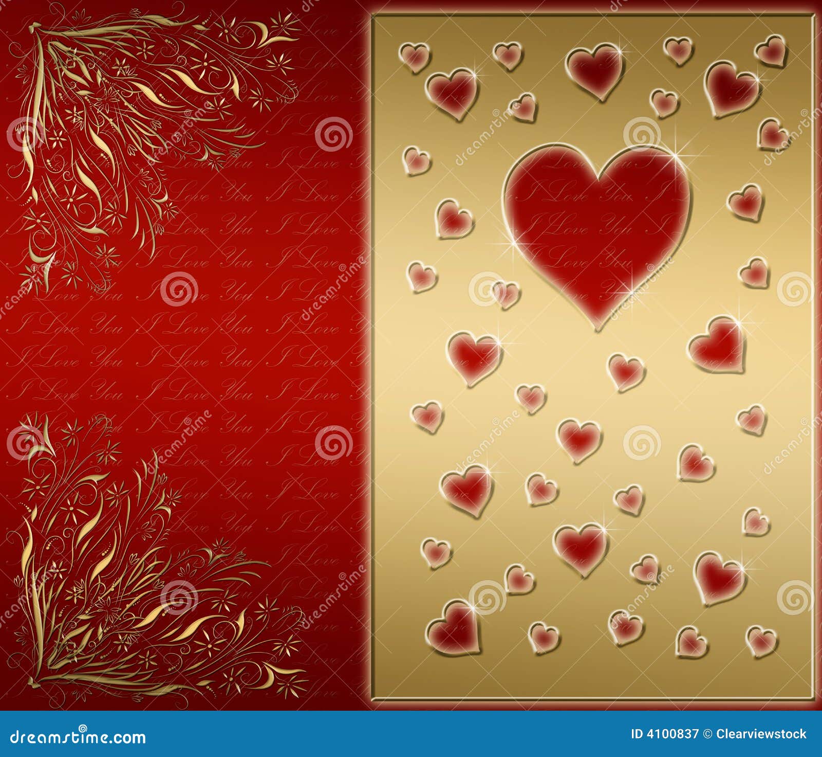Red & Gold Valentines Card Stock Illustration Illustration of