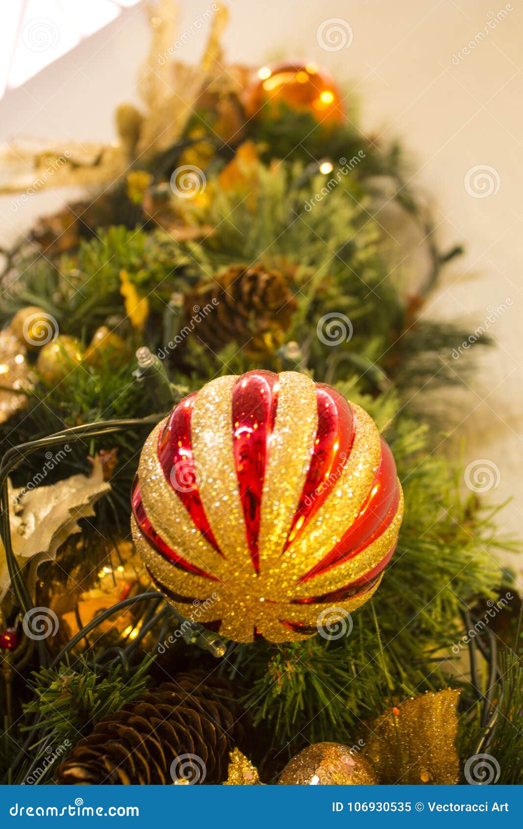 red and golden christmas ornament