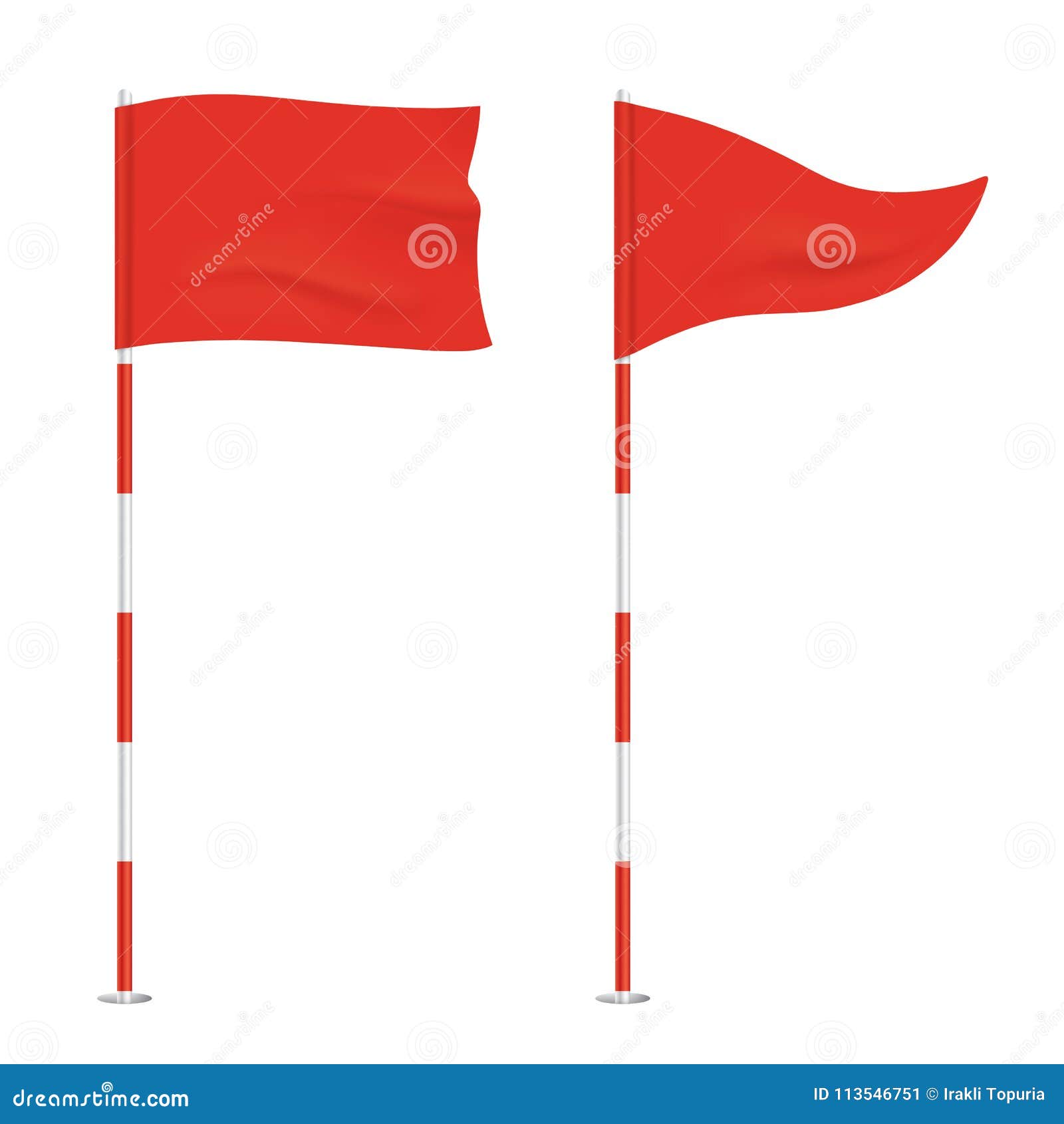 Red Golf Flags Isolated on Background. Stock Vector Illustration of