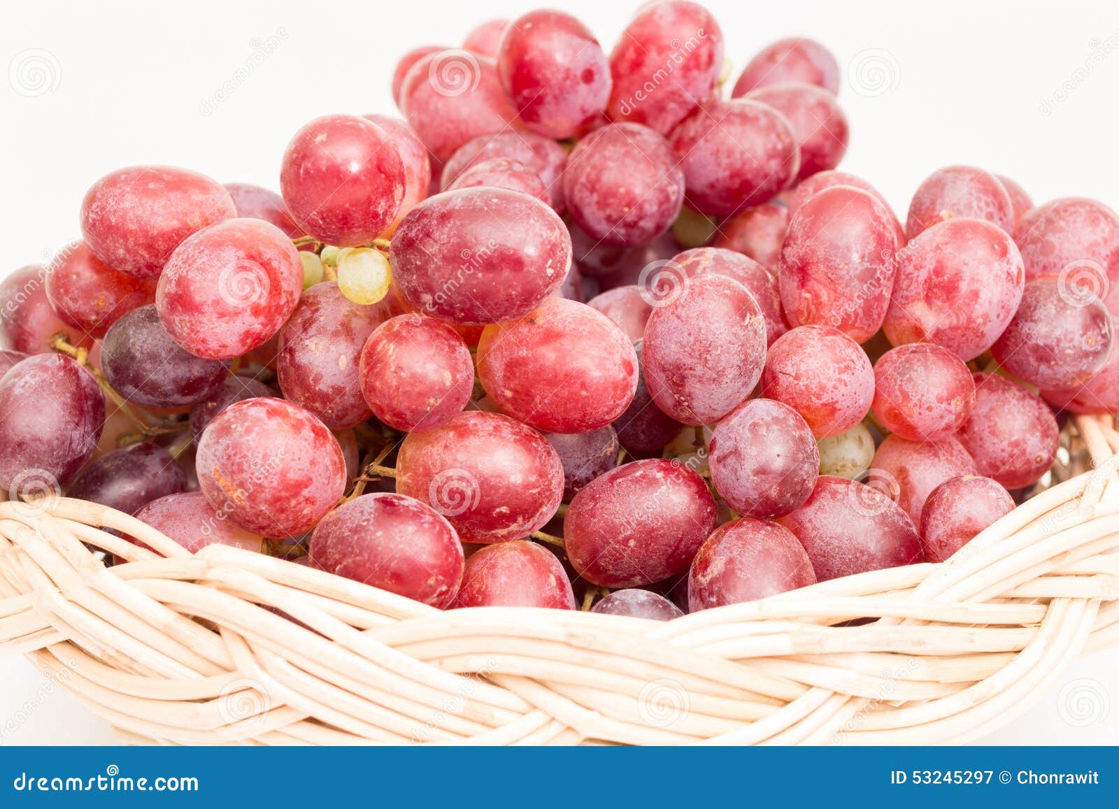 Red grapes in basket stock image. Image of cluster, berry 53245297