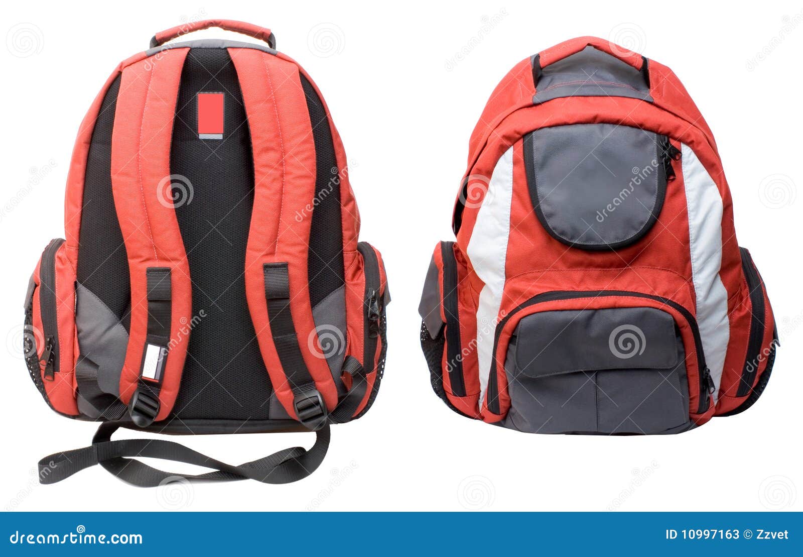 Redgray backpack isolated stock image. Image of gray 10997163