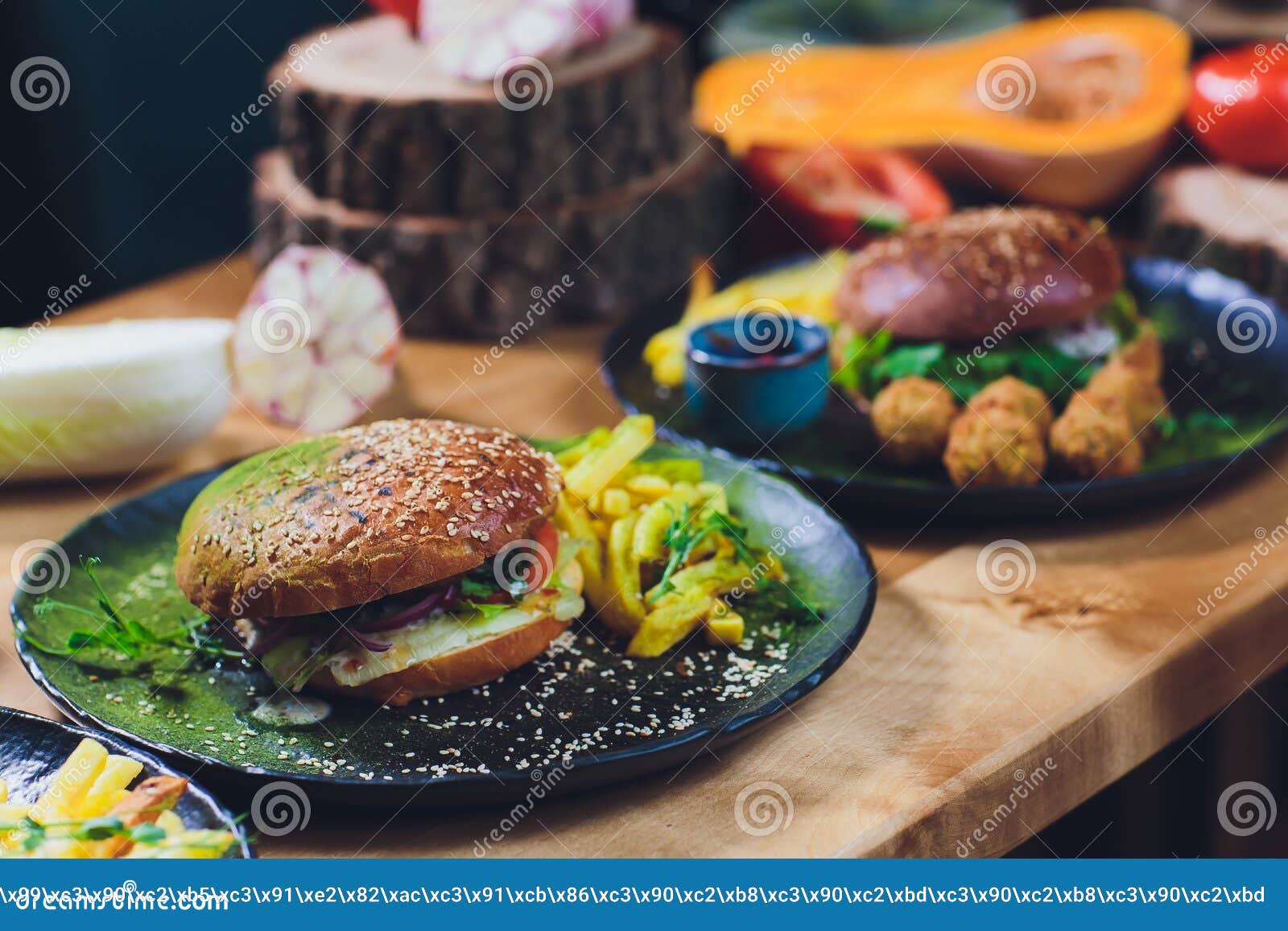 Red, Green,black Mini Burgers with Quinoa and Vegetables. Stock Image