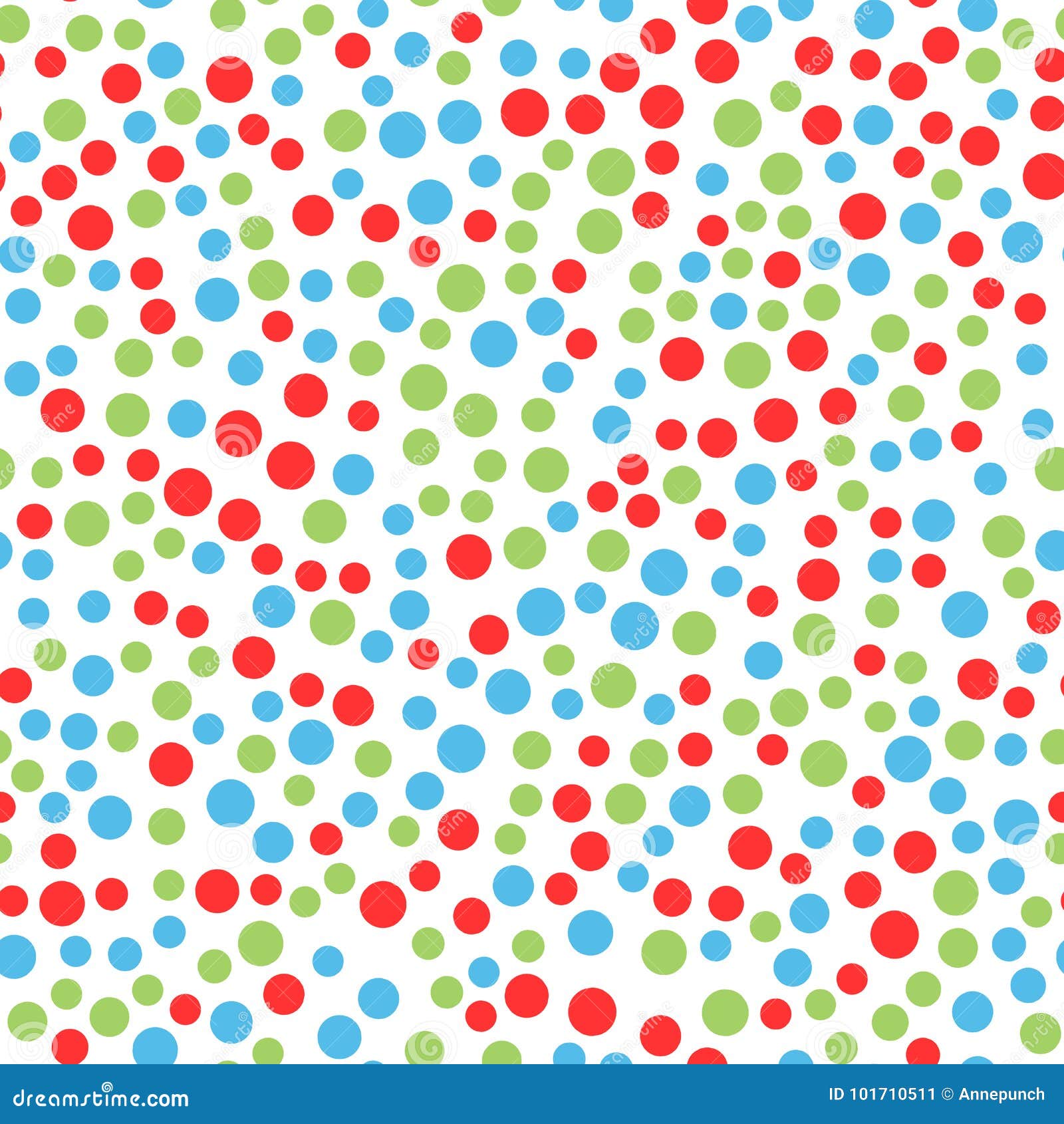 Red, Green, Blue Round Dots on White Background. Bright Seamless ...