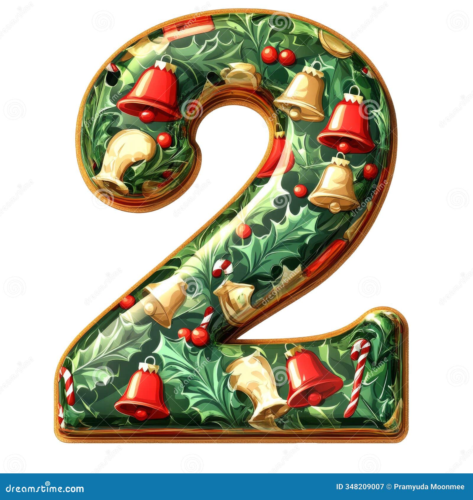 red green christmas style 2 number balloon realistic 3d on white background generative ai