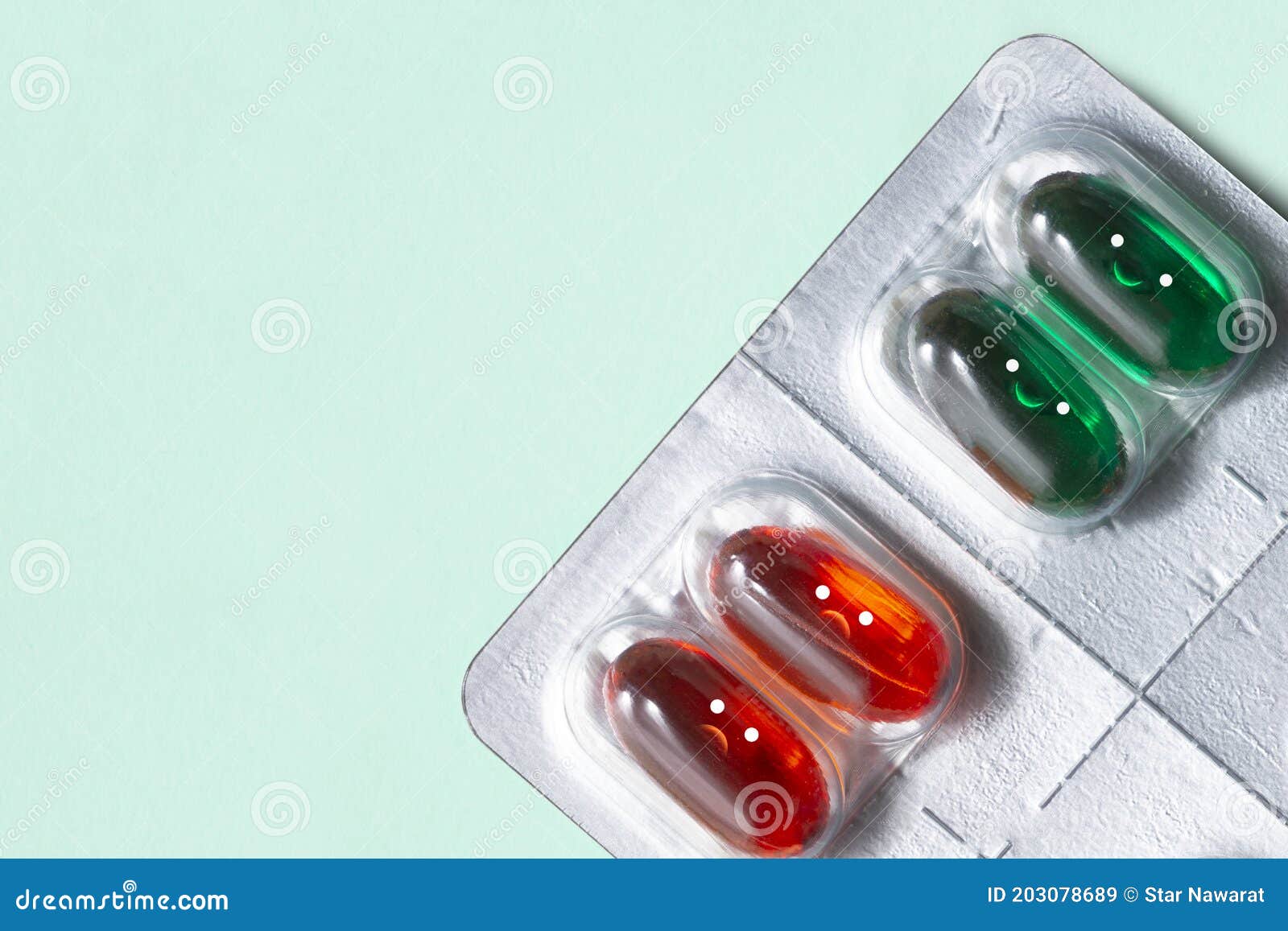 Red and Green Pills Happy and Face in Blister Stock Image Image of care, capsule: 203078689