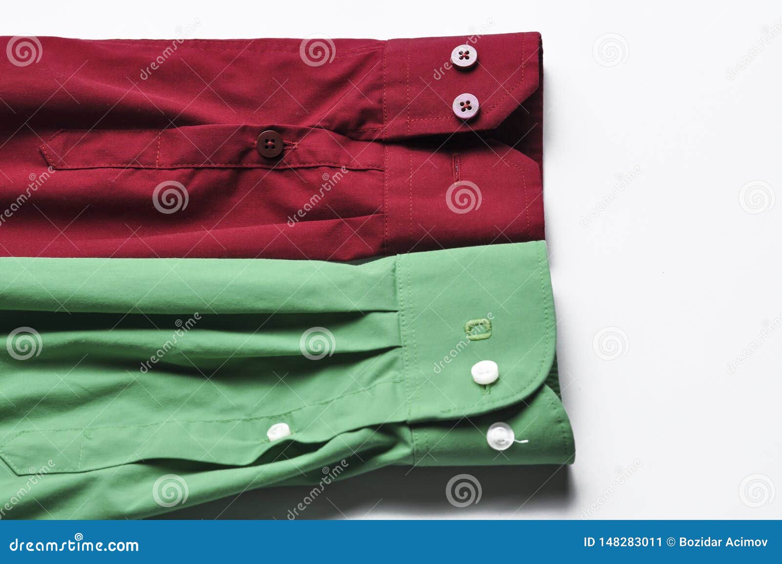 Red And Green Shirt Isolated On A White Background.Copy Space Stock ...