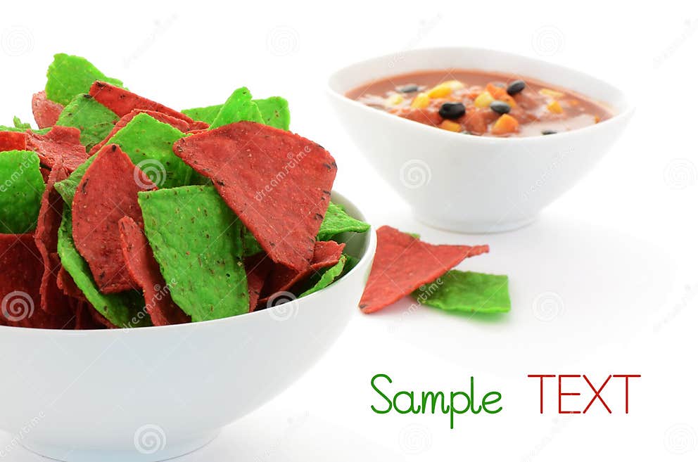 Red and Green Tortilla Chips Stock Photo Image of crisp, basket 27937280