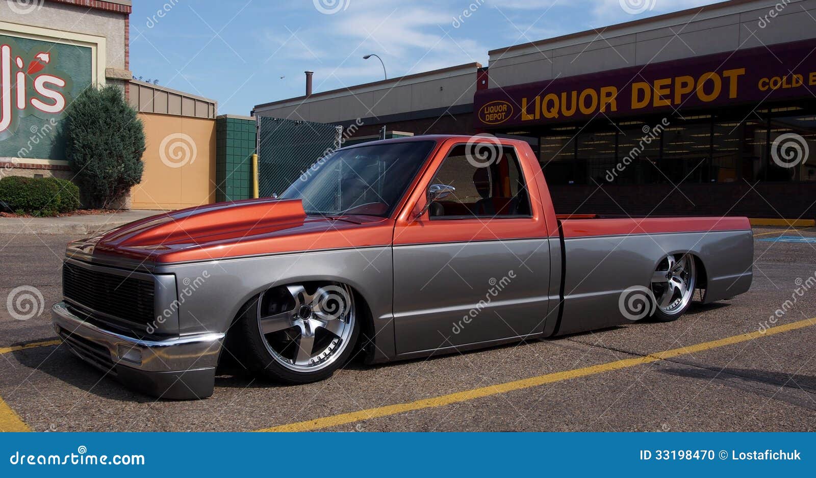 Red And Grey Lowrider Truck With Hydraulics Editorial Image Image