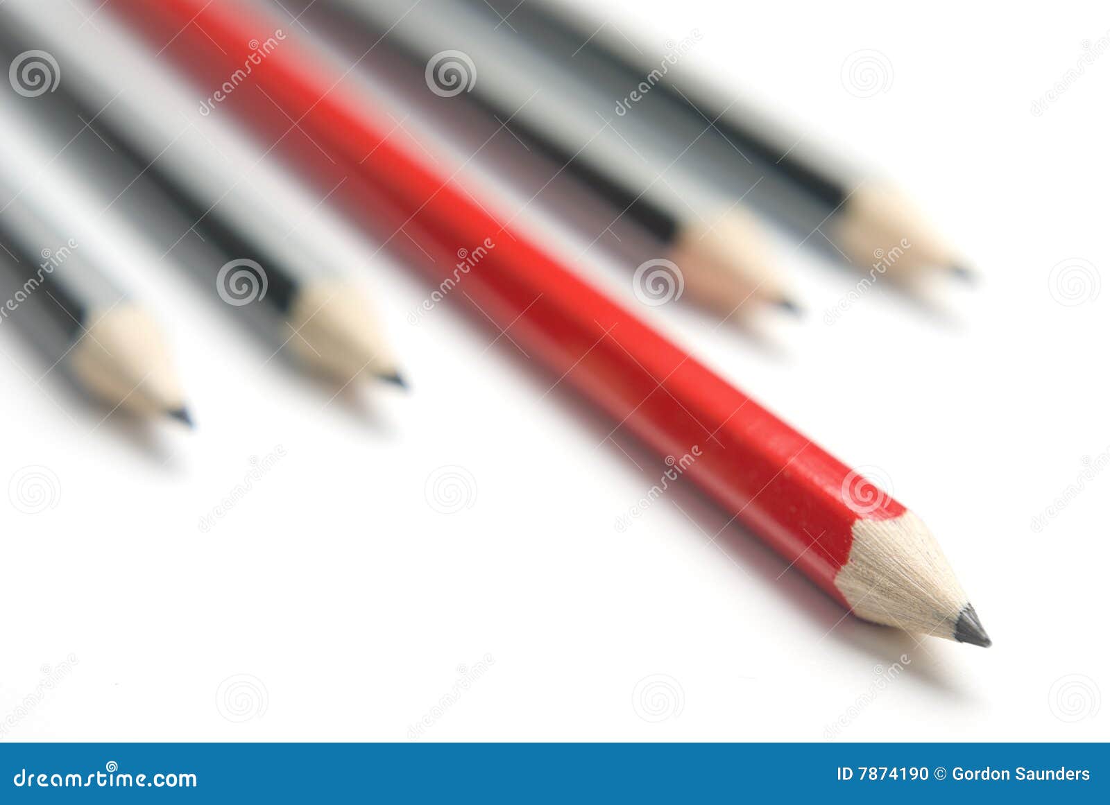 Red and Grey Pencils Fanned Down To Right Stock Photo Image of focus