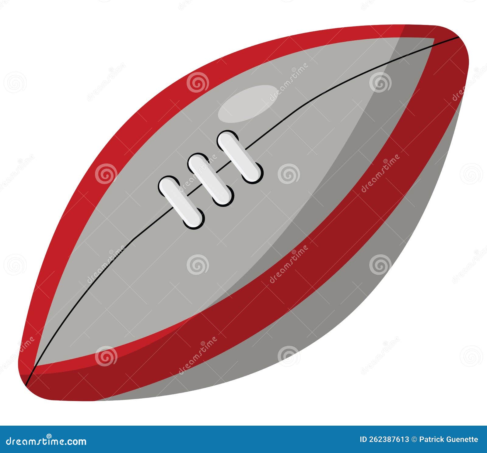 Red and Grey Rugby Ball, Icon Stock Vector Illustration of pigskin