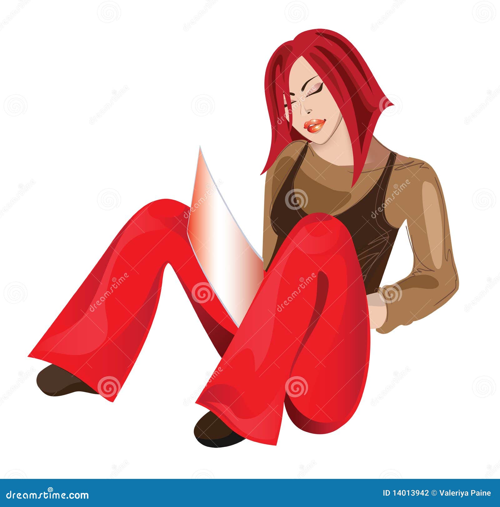 Red hair girl stock illustration. Illustration of peaceful - 14013942