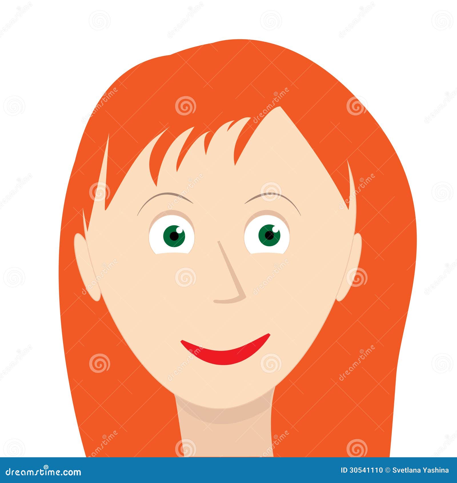 Red hair girl face with stock illustration. Illustration of hairstyle ...