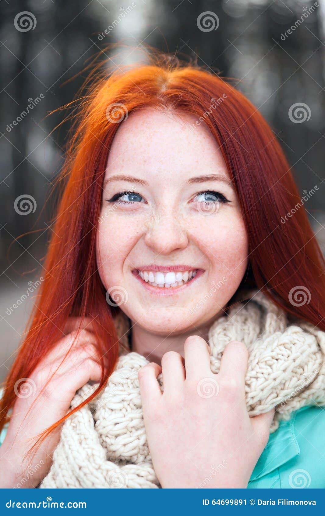 Red Haired Girl In Spring Day Stock Image Image Of Pretty Outdoors 64699891
