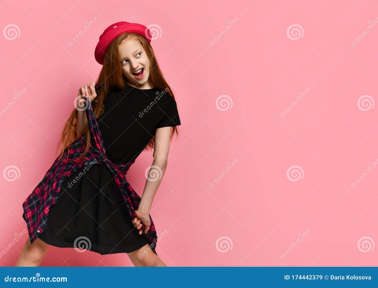 black dress red hat