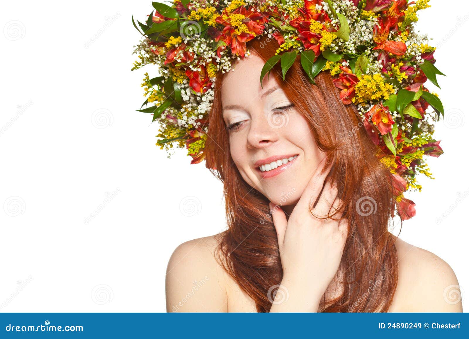 Red Haired Woman Close Up Face Portrait Stock Image - Image of brown ...