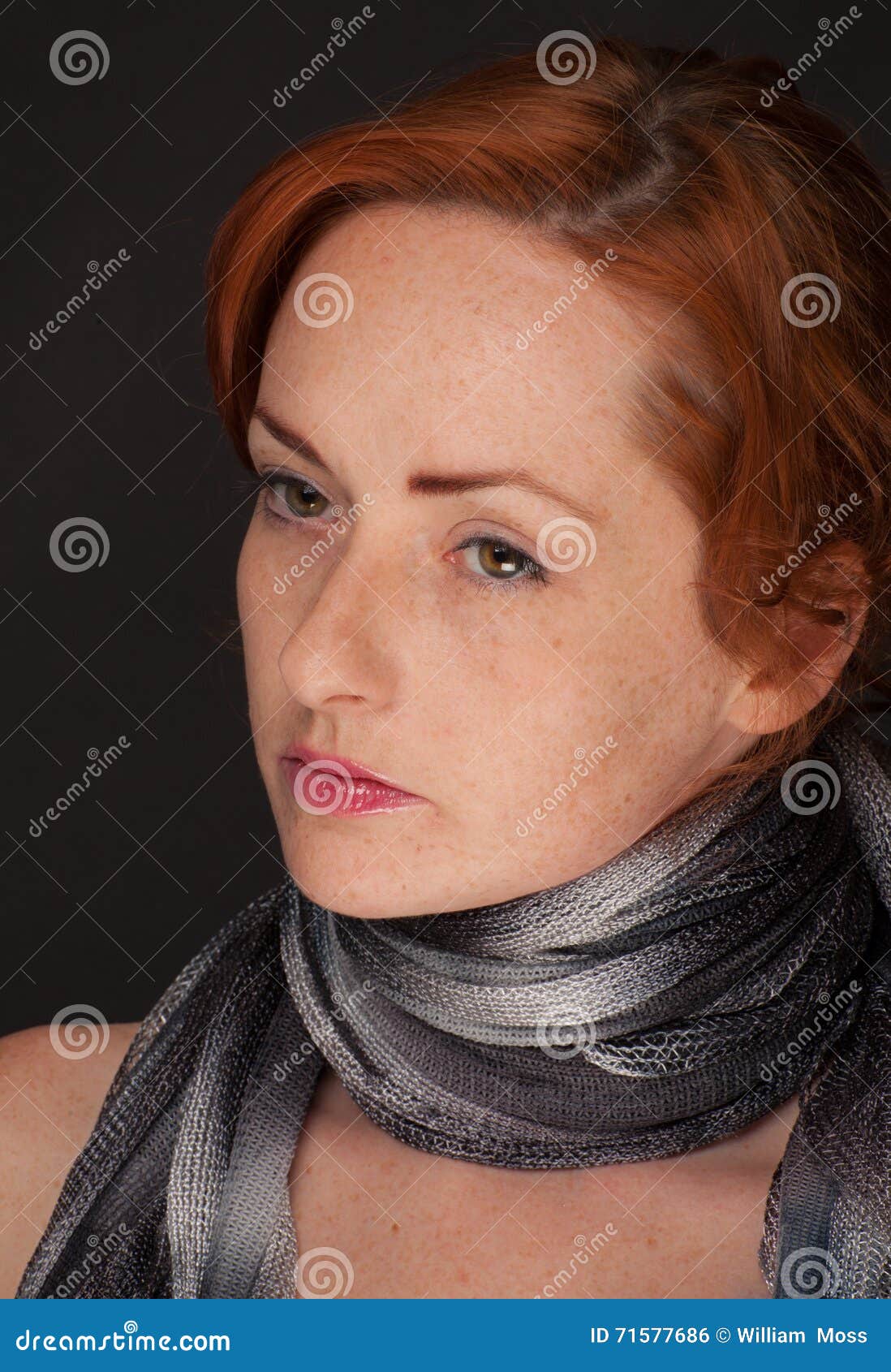 Red Haired Woman in Scarf stock photo. Image of hair - 71577686