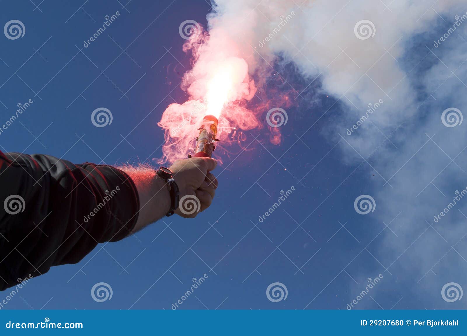 red hand flare, distress signal