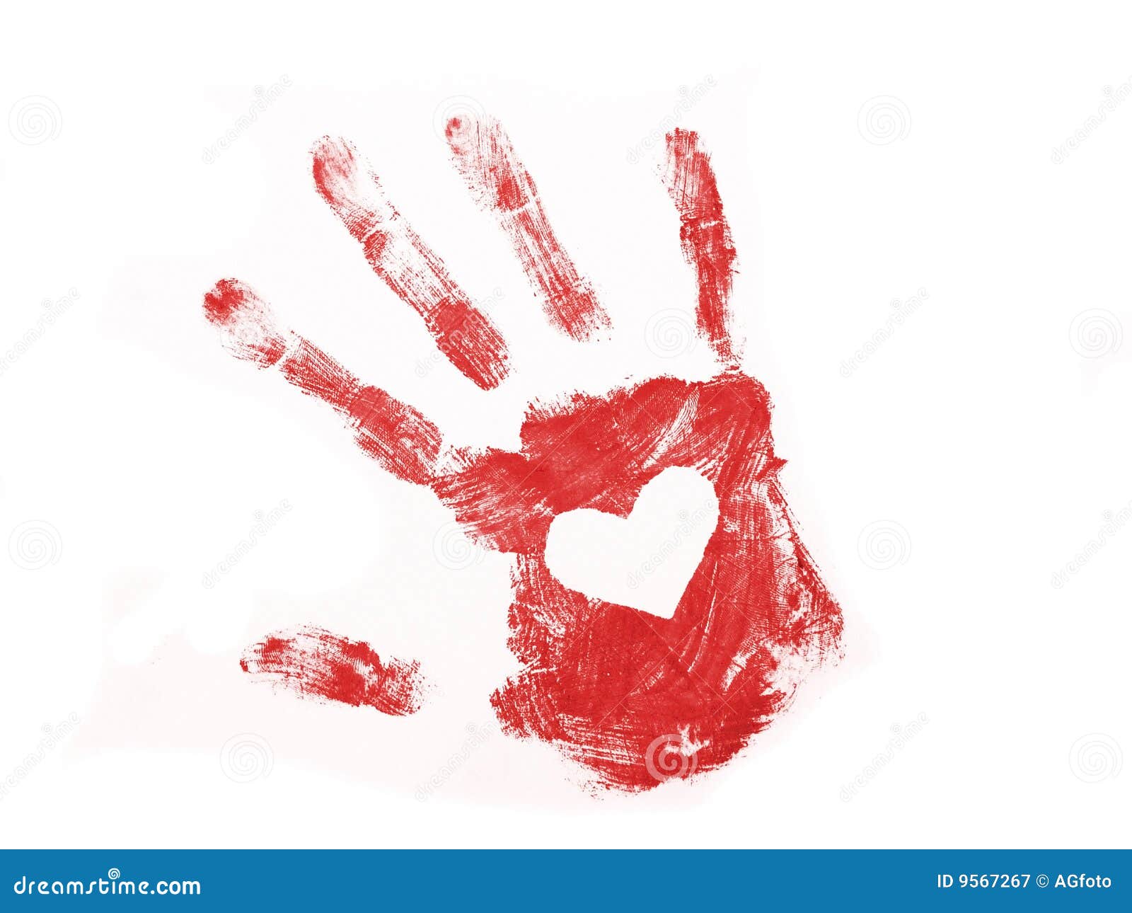 Red Hand Print with White Heart Inside Stock Image Image of finger