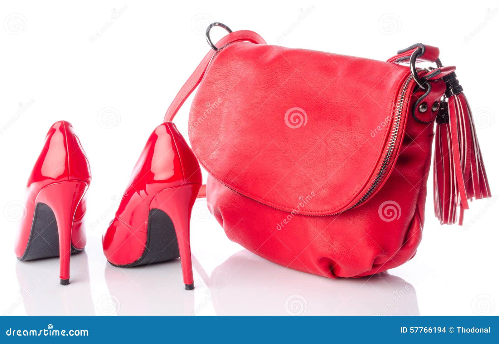 Red Handbag and High Heel Shoes Stock Photo Image of pair, design