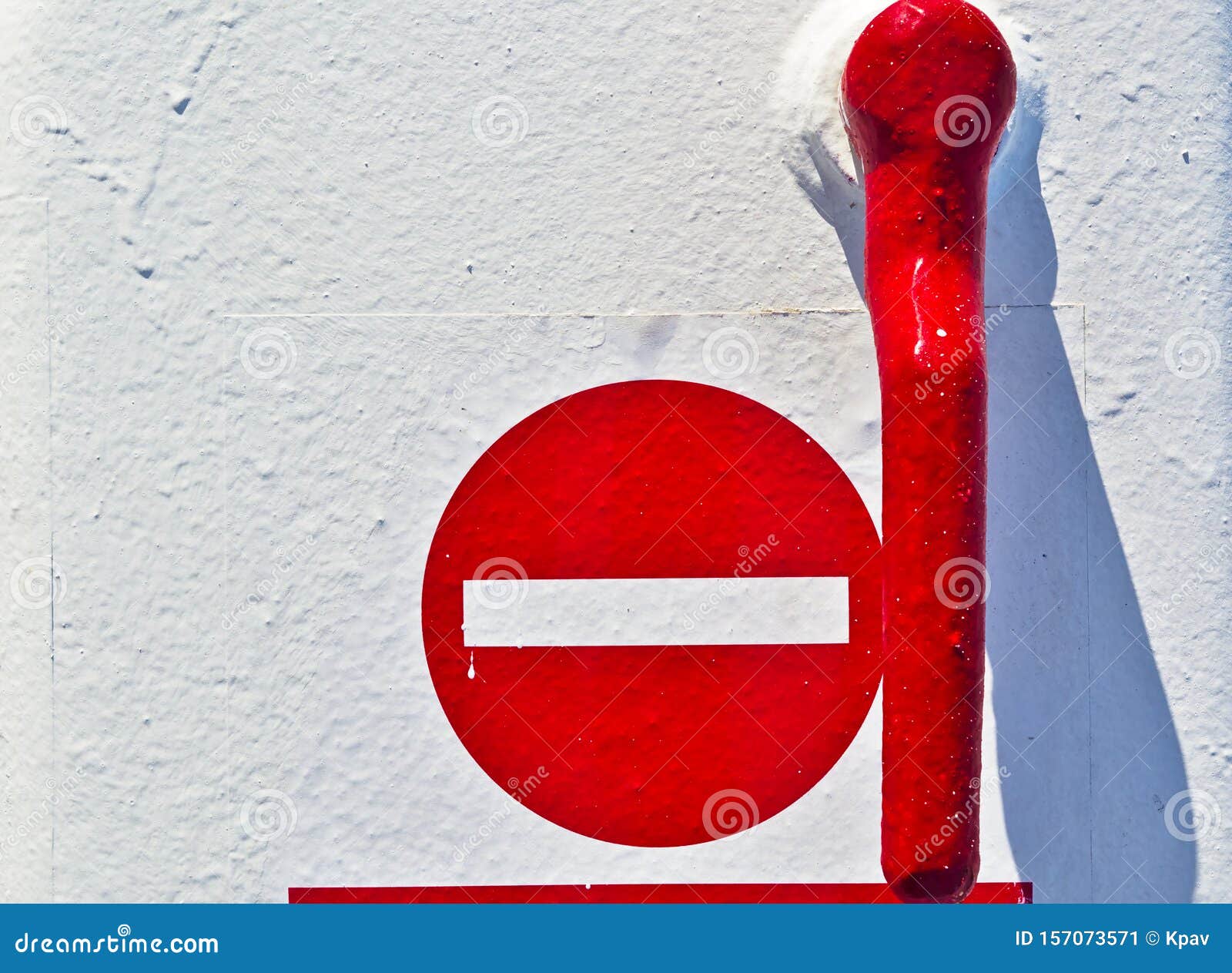 Red Handle and No Entrance Sign. Stock Image - Image of curve, close ...