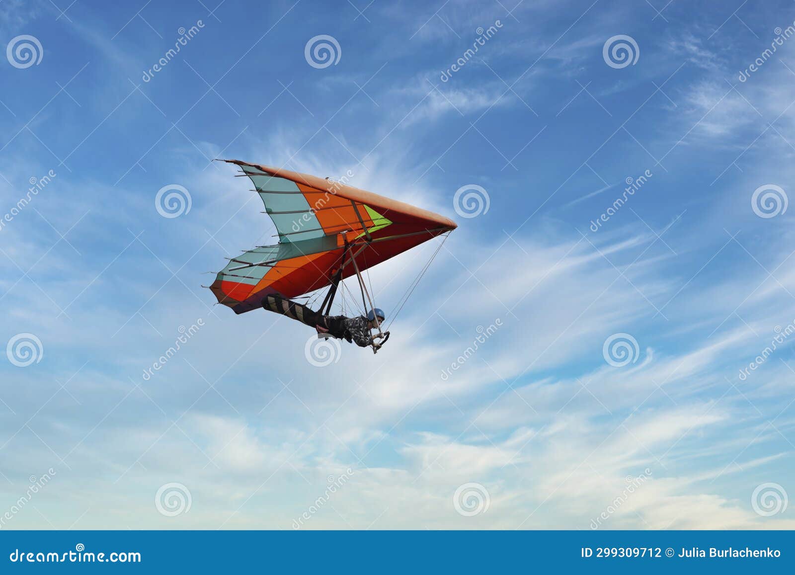 Red Hang Glider Soaring in the Blue Sky Stock Photo Image of brave