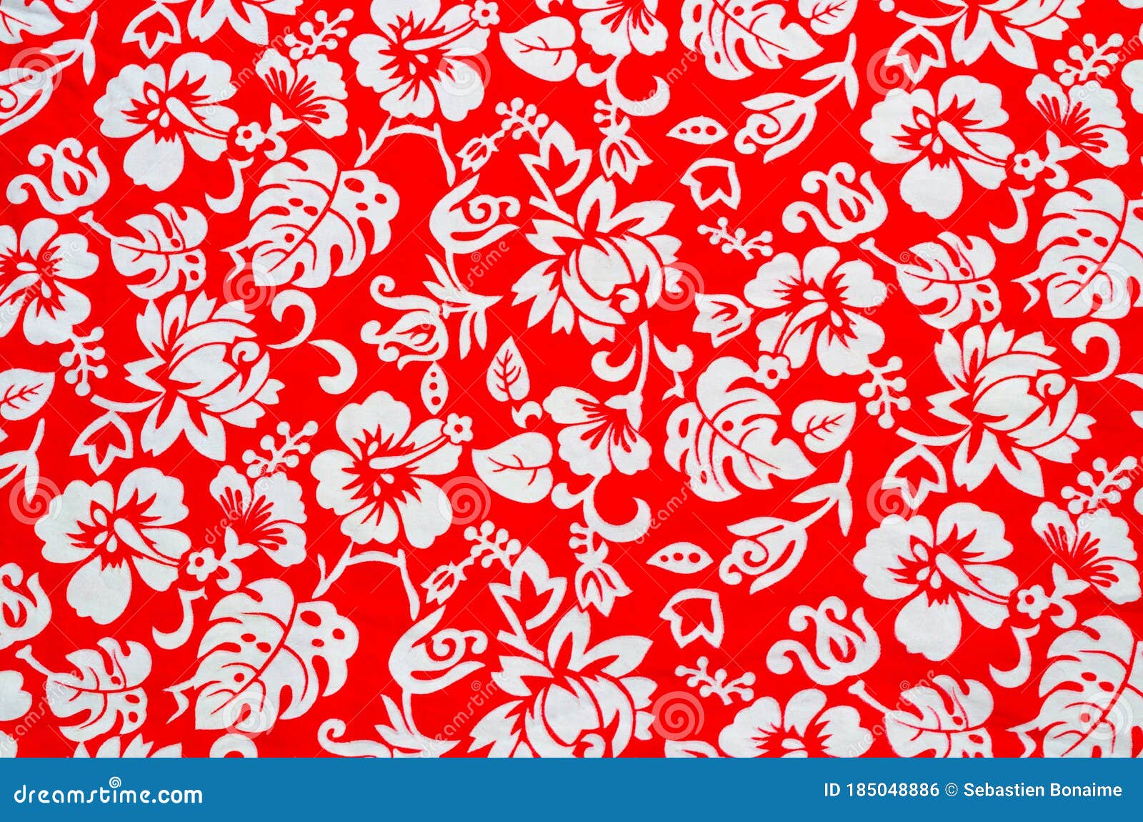Red Hawaiian Fabric with Flowers Stock Photo Image of florida