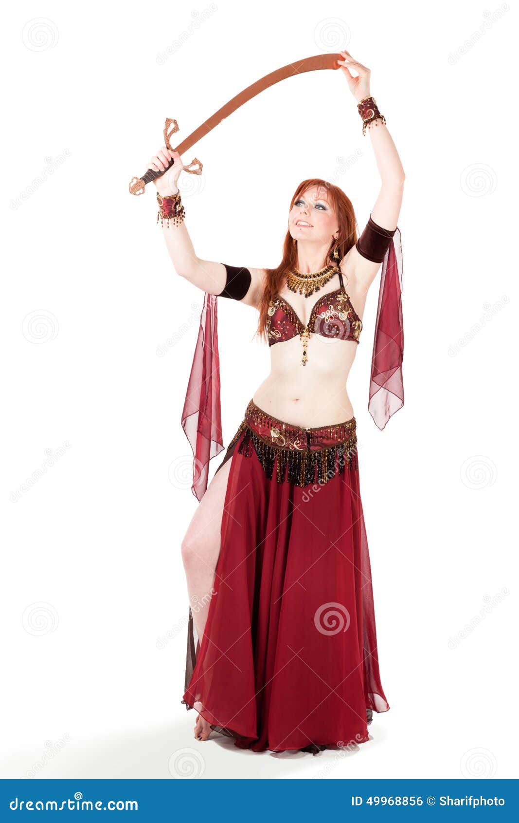 Beautiful Belly Dancer in Standing Pose Stock Image - Image of middle,  indoors: 51092779