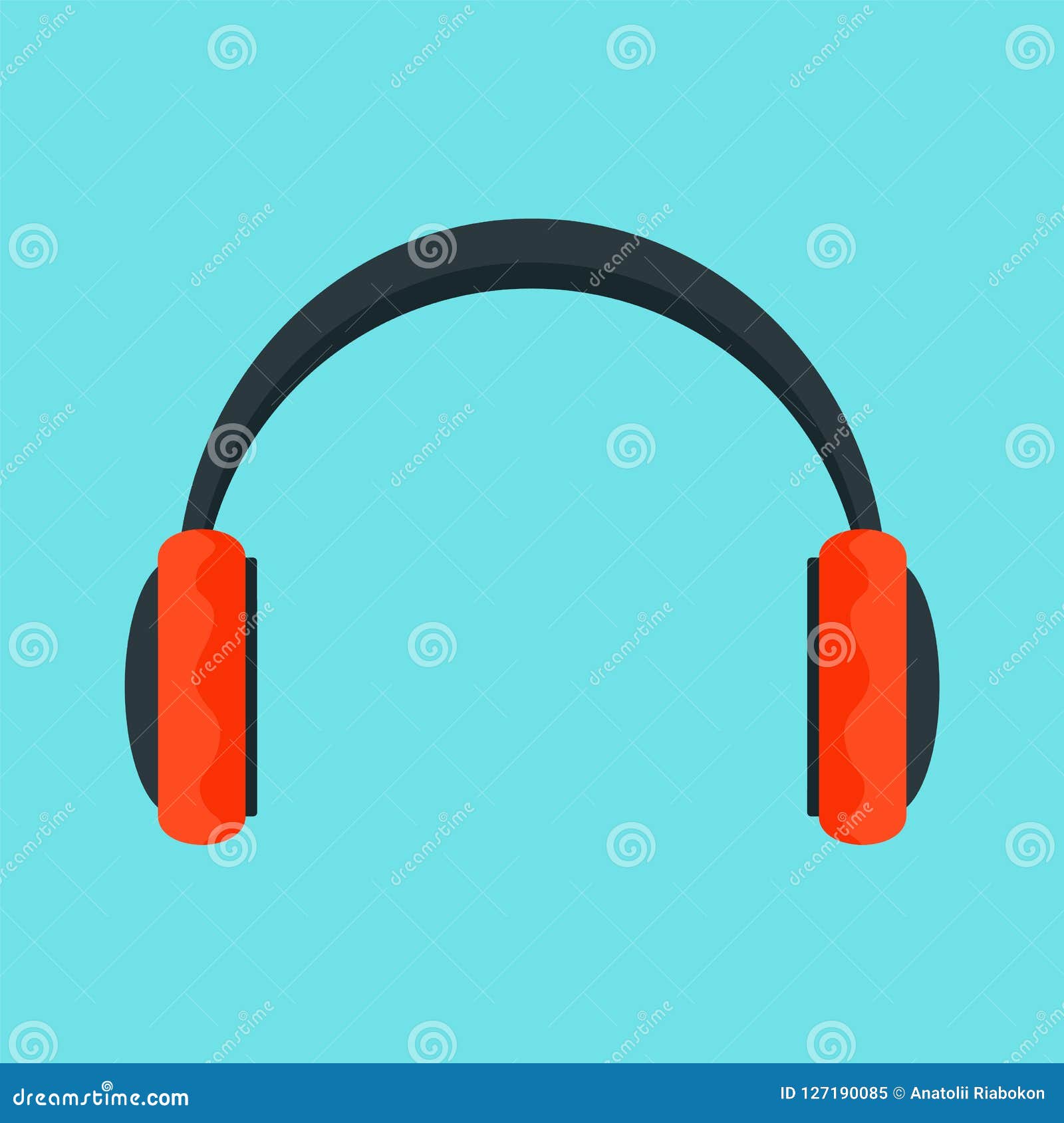 Red Headphones Icon, Flat Style Stock Illustration Illustration of isolated, headphone 127190085