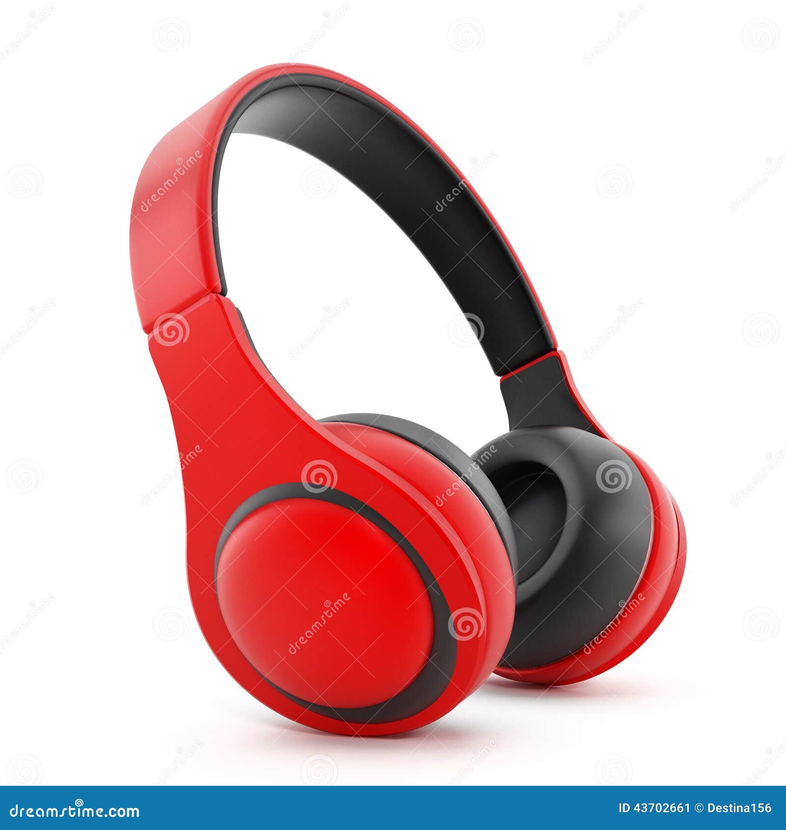 Red headphones stock image. Image of single, music, render 43702661